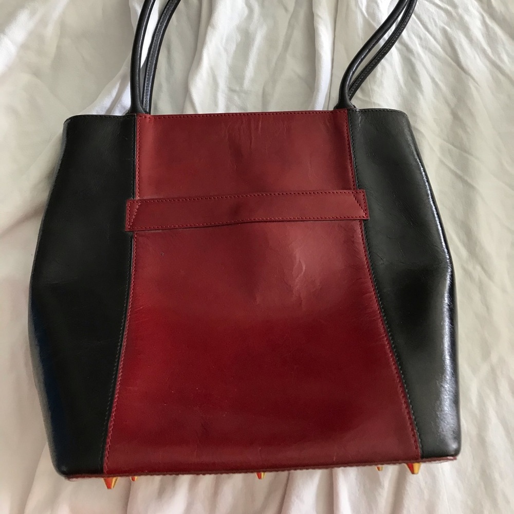 Red and Black Tusk NY leather hobo / handbag